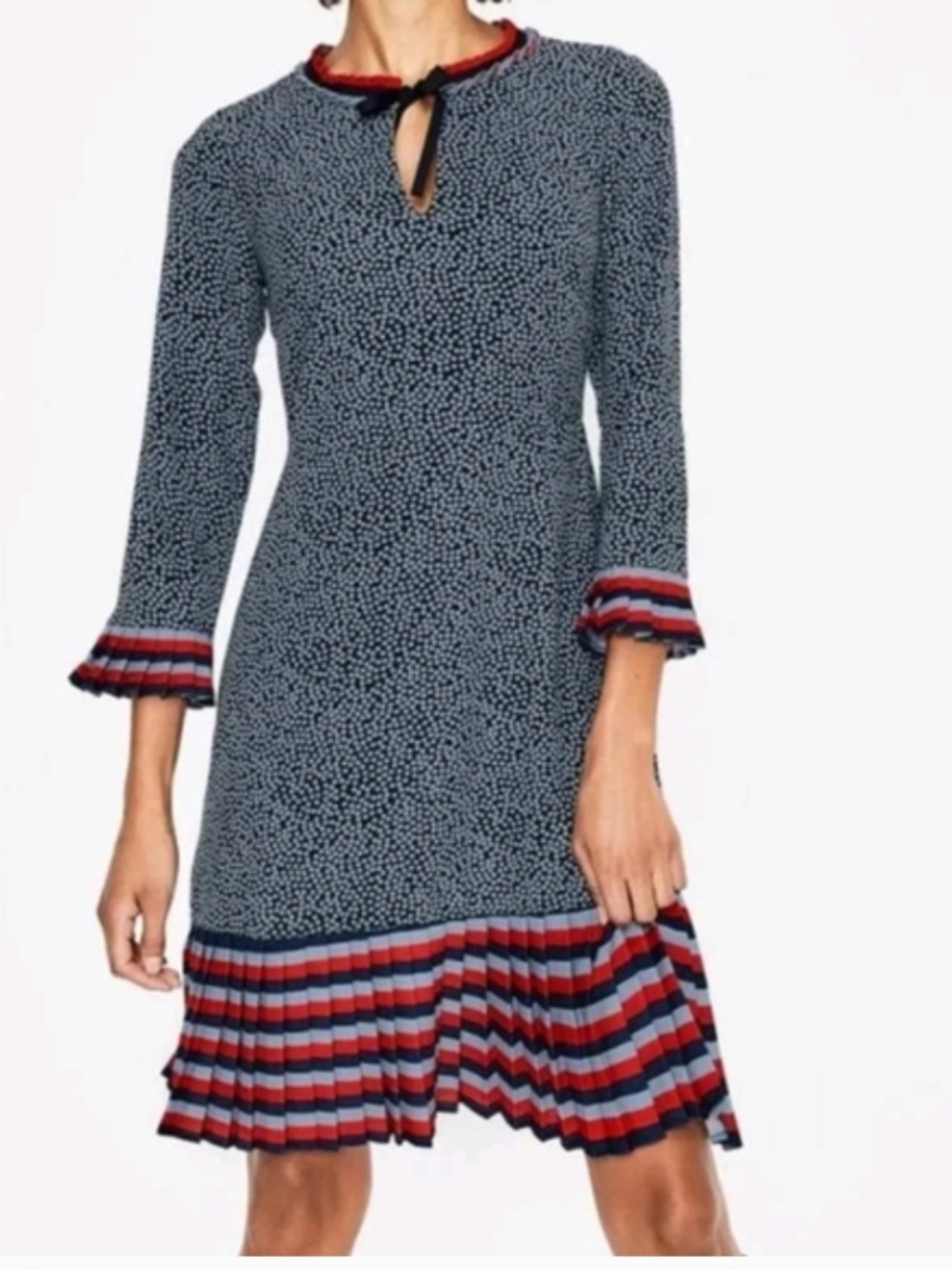 Boden Lara Striped Trim Blue Red Dress Nwt 2P